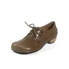 Sapatos de Couro com Cadarço Estilo Academia JK para o Trabalho Outono 2026 Manga Solta Bico Redondo Salto Baixo Couro Genuíno Boca Profunda Sapatos Individuais para Mulheres