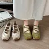 Zapatos Mary Jane Retro de Punta Cuadrada con Tira Cruzada para Mujer 2026 Verano Nuevos Tela Transpirable Suela Suave Planos de Tacón Bajo