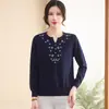 Ropa de punto para madre de estilo chino casual, reductora de edad, de manga larga, versátil, para mujeres de mediana edad y mayores, 2026 Primavera y Otoño