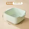 Prato de Frutas Novo Cesto de Lavar Legumes de Camada Dupla Cesto Drenante Doméstico Sala de Estar Prato de Frutas de Plástico Cozinha Cesto de Legumes Espessado com Drenagem de Água