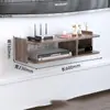 Conjunto de Gabinete de TV de Madeira Maciça Suporte de Parede sem Furos para Decodificador Decoração de Parede para Sala de Estar Quarto Caixa de Armazenamento para Roteador
