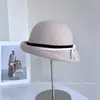 Chapéu Balde de Lã Australiana com Borda Enrolada Vintage para Mulheres, Moda de Inverno Versátil Quente Chapéu de Pescador, Fedora Simples com Laço Tendência