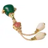 Ágata Verde y Ágata Roja del Sur Set Tradicional Dorado de Tres Piezas con Cabeza de Buda y Bodhi Vajra Cadena Larga de 108 Cuentas Accesorios