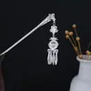 Grampo de Cabelo Estilo Étnico com Franjas Geométricas Vazadas, Grampo de Cabelo Moderno com Gotejamento de Óleo em Formato de Gota d'Água, Acessório de Cabelo Hanfu para Mulheres
