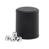 Juego de Taza y Dados Negra Piel PU Terciopelo Taza Silenciosa para Dados Juego de Entretenimiento Interior Ajedrez y Cartas Taza para Dados Personalización