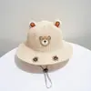Sombrero de Paja con Visera Solar para Bebé de Verano Oso Lindo Niño Lindo Sombrero de Ala Ancha Protección Solar Niña Sombrero de Pescador Sombrero de Verano para Niños