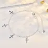 Nuevo producto más vendido: Pulsera de plata de ley chapada S925 con forma de cruz para mujer, sencilla y elegante, adecuada para ir al trabajo, lujo discreto, nicho, exquisita y de alta gama