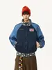 Chaqueta Retro Americana con Cuello Alto de Estrella para Hombre y Mujer Otoño Tendencia Marca Bloque de Color Casual Cárdigan Chaqueta Corta de Pareja Top