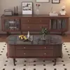 Conjunto de Mesa de Centro Simples de Madeira Maciça Estilo Retrô Americano para Apartamentos Pequenos, Modelo Novo, Mesa de Chá Totalmente Montada, Mesa de Chá Doméstica Estilo Vintage para a Sala de Estar