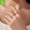 Anillo Sencillo Multicapa de Diseño Original Yinziyun Plata de Ley S925 Moda de Gama Alta Anillo Ajustable de Tres Anillos para Mujer