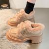 Zapatos de cuero de suela gruesa, frescos y elegantes, para mujer, con forro polar, para invierno, 2023, nuevos zapatos de estudiante británicos, de charol suave y combinable, JK.