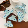 Pinza de tiburón versátil estilo ins coreano con diseños de frutas y arándanos, pinza para el pelo de cuadros azul claro para recogidos de niñas, nuevo