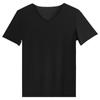 Camiseta de verano de seda de hielo sin costuras para hombre, de manga corta, color liso, con cuello en V y media manga, ropa interior fina y ajustada.