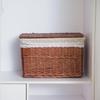 Nueva Cesta Grande Tejida de Mimbre de Ratan con Tapa Caja de Almacenamiento para Juguetes Domésticos Cesta de Almacenamiento Caja Organizadora