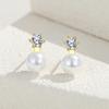 Pendientes de perlas simples de moda, pendientes geométricos de plata 925 de alta calidad, pendientes redondos franceses de estilo ins, venta al por mayor
