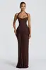 Comercio Exterior Transfronterizo 2026 Nuevo Estilo Europeo y Americano Vestido Largo de Tubo con Cuello Halter con Giro Lateral y Fruncido Vestido Ajustado