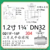 Válvula de esfera roscada de duas peças em aço inoxidável 304 q11f-16 plataforma alta rosca interna WOG alta temperatura robusta 2PC