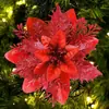 Flores de Navidad 14cm Flores Artificiales con Clips y Tallos Opcionales Decoraciones para Árbol de Navidad y Guirnaldas Decoraciones Navideñas al por Mayor