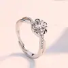 Anel feminino de prata esterlina com flor de ameixa anel aberto japonês e coreano flor de pêssego joia personalizada presente para namorada