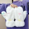 Guantes de Peluche con Lazo Lindo para Mujer, Invierno, Térmicos, Forrados de Felpa, Engrosados, para Ciclismo, a Prueba de Frío, Antihielo