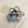 Bolsa Boston de estilo coreano nova transfronteiriça bolsa de nicho feminina estilosa de jeans para trabalho e deslocamento bolsa de ombro único transversal
