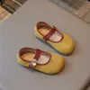 Zapatos Mary Jane de piel con estampado de leopardo retro para niña, nueva colección primavera/otoño, con correas de velcro, suelas suaves y diseño de punta poco profunda; zapatos de bebé de moda