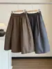 Falda de Lana Estilo Coreano Retro de Lunares con Volante de Capullo para Mujer Otoño/Invierno Suelta Adelgazante Elástica de Cintura Alta Falda de Línea A