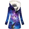 Quebra-Vento Feminino Novo Mais Vendido Transfronteiriço 2024 Inverno Pelúcia Estilo Europeu e Americano Estampa Digital 3D Casaco com Capuz Atacado