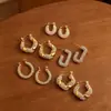Brincos Argola Exagerados em Aço Inoxidável Torcido Banhados a Ouro 18K, com Pérolas Torcidas e Cravejados com Diamantes, Estilo Europeu e Americano, Transfronteiriços