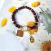 Pulsera Lunar Gris Ojo de Gato Imitación para Mujer, Colgante de Campana Simple, Regalo de Cumpleaños para Mejor Amiga, Estilo Ins de Vidrio