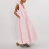 Chaleco Nuevo de Nicho Escandinavo Vc para Mujer Primavera y Verano 2025 con Tirantes Anchos Plisado Cuello en V Sin Mangas Jersey Vestido Blanco
