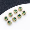 Pingente de Contas Espaçadoras Quadradas de Zircônia Multicolorida Preserva-Cor Banhado a Ouro Real 18K Pingente Acessórios para Joias de Pulseira DIY