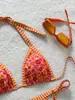 Bikini Nuevo con Estampado Floral 2026, Bikini Sexy de Tira Europea y Americana, Traje de Baño de Dos Piezas Fresco y Sencillo para Mujer con Cuello Halter