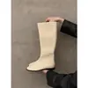 Novo em stock: Perneira de tricô com salto grosso over-the-knee para afinar a perna, botas de cavaleiro femininas, 2026 outono/inverno, botas longas de nicho francês com aumento de altura