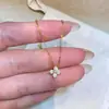 Collar de Plata de Ley S925 Trébol de Cuatro Hojas Paraíba para Mujer Estilo Japonés Exquisito Gama Alta Nicho Lujo Ligero Versátil Cadena para Clavícula