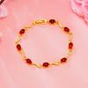 Pulsera de imitación de oro de 24k incrustada con gema de circonita de color Moda para mujer Rojo de internet En vivo Imitación de joyería de oro arenoso de turmalina al por mayor