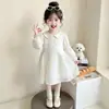 Vestido infantil transfronteiriço, nova coleção outono 2026, vestido de tule liso com gola boneca, vestuário infantil, vestido formal de qualidade para exportação, saia em camadas