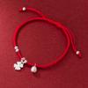 Plata S925 simple flor de la suerte de cuatro hojas Perla pulsera de cuerda roja tejida a mano joyería de mano DIY al por mayor C0642