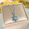 Colar de Aço Titânio Floco de Neve de Halloween para Mulheres, Cravejado com Zircônia Diamante Completa, Corrente para Clavícula, Joias Modernas de Luxo Leve, Estilo de Luxo Leve