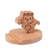 Soporte de Teléfono Móvil de Conejo Giratorio de Madera Año del Conejo Zodiaco Soporte de Teléfono Móvil de Madera Maciza Tamaño Forma Logo Grabado