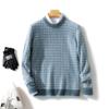 Suéter masculino de lã pura em torno do pescoço Suéter de contraste Negócios Casual Outono e Inverno Novo Camisa de base de malha de caxemira espessa