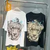 Al por mayor talla extra grande 1,00 kg-150,00 kg chica rellenita europea industria pesada tigre strass caliente camiseta mujer manga corta cuello redondo top holgado moda
