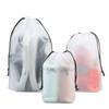 Bolsa de plástico con cordón de fábrica para calcetines, ropa interior y zapatos, bolsa de almacenamiento de viaje, PE esmerilado, con bolsillo