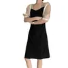 Vestido Hepburn Estilo Francês de Luxo Leve Feminino Design Romântico Vintage Vestido Longo Doce Cintura Emagrecimento Vestido