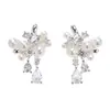 Brincos de Prata S925 com Pino Francês, Zircônia Doce Brilhante e Pérola para Mulheres, Únicos e Requintados com um Toque de Luxo, Brincos Modernos e Versáteis