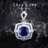 Collar con colgante de papalaka cuadrado con diseño de contraportada de industria pesada, anillo de diamante azul, pendientes de botón con tesoro de color esmeralda, traje para mujer