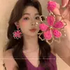Pendientes Colgantes de Flor Tejida con Aguja de Plata, Aretes Sencillos de Estilo Festivo, Dulces y de Moda, Pendientes Frescos y Versátiles al por Mayor