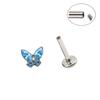 G23 - Uña de oreja de mariposa pequeña con circonita de titanio, para labios, de aleación de titanio, para perforar el cuerpo, joyería para el hueso de la oreja.