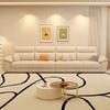 Sofá de Couro Moderno Minimalista Tendência, Sofá de Couro Genuíno de Luxo Leve para Sala de Estar, Sofá Reto de Couro Creme para Apartamento Pequeno