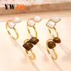 Joyería de Acero de Titanio de Venta Caliente Transfronteriza, Anillo Abierto Geométrico Ultra Fino de Piedra Natural, Anillo Sencillo y de Moda de Acero Inoxidable para Parejas